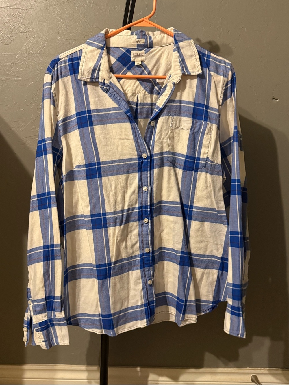 J. Crew XL and Blue and White Plaid Button-Up Shirt